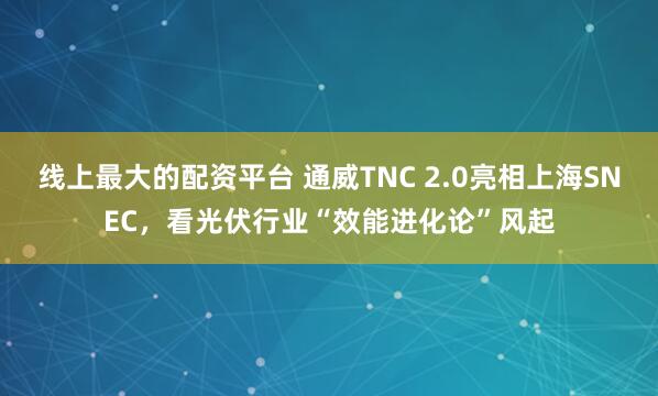 线上最大的配资平台 通威TNC 2.0亮相上海SNEC，看光伏行业“效能进化论”风起